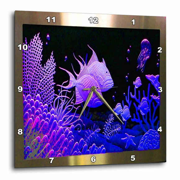 3dRose Milas Art Tropical Fish Wall Clock 10 by 10-Inch 